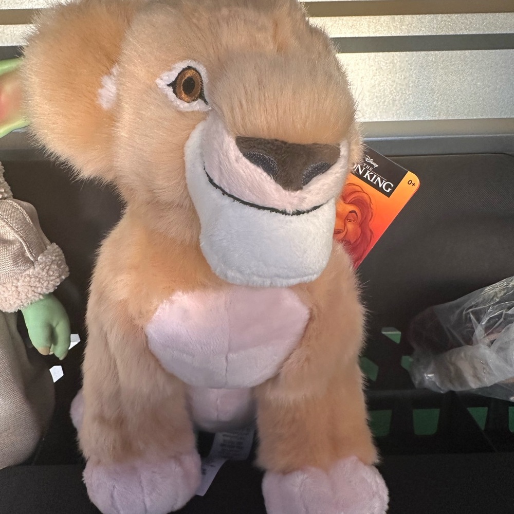Disney Tan & Pink Simba Plush Tag Visible